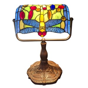 Dragonfly Bankers Tiffany Table Lamp 32cm + Free Bulb