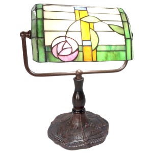 Mackintosh Tiffany Style Bankers Lamp 33cm + Free Bulb