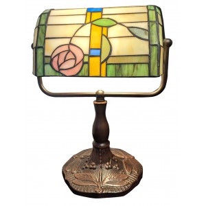 Mackintosh Tiffany Style Bankers Lamp 33cm + Free Incandescent Bulb