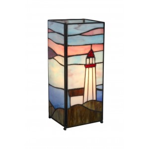 Lighthouse Square Tiffany Lamp 27cm + Free Bulb