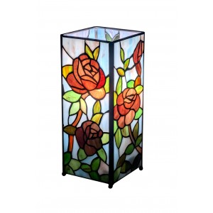 Rose Square Tiffany Table Lamp 27cm + Free Bulb