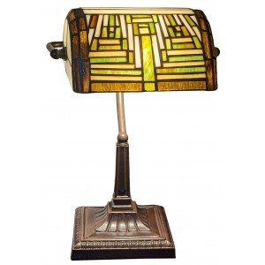 Art Deco Tiffany Bankers Table Lamp - 38cm