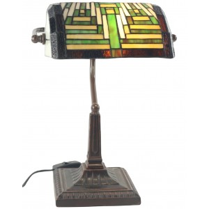 Art Deco Tiffany Bankers Table Lamp - 38cm