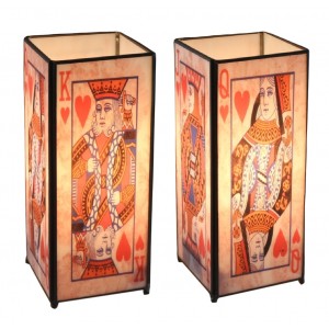 Playing Cards Square Lamp Screen Printed - 27cm + Free Bulbs