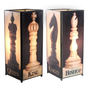 Chess (4 Panels) Square Lamp Screen Printed - 27cm + Free Bulbs