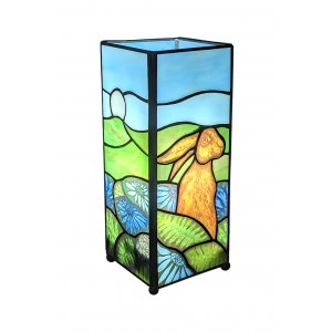 Rabbit Design Square Tiffany Table Lamp 27cm + Free Bulb