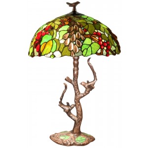 64cm Tiffany Style Grape Table Lamp With Tree / Mosaic Base + Free Bulb