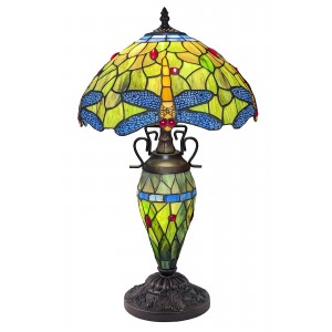 Double Lamp With Resin Base 56cm Medium - Dragonfly Design + Free Bulbs