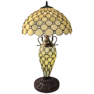Double Lamp With Resin Base 56cm Medium - Cream Jewelled Design + Free Bulbs