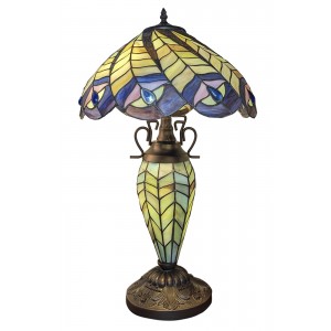 Double Lamp With Resin Base 56cm Medium - Peacock Design + Free Bulbs