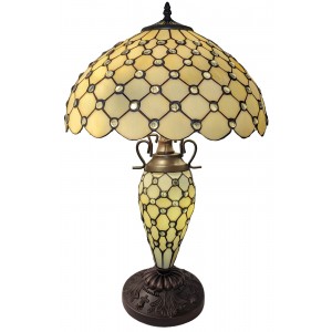 Double Lamp With Resin Base 60cm Large - Cream Jewelled Design + Free Bulbs
