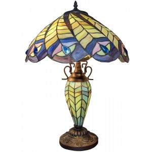 Double Lamp With Resin Base 60cm Large - Peacock Design + Free Bulbs