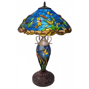 Double Lamp With Resin Base 60cm Large - Riverbank & Dragonfly Design + Free Bulbs