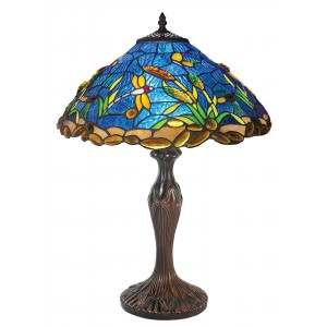 Large Riverbank and Dragonfly Tiffany Table Lamp 59cm  + Free Bulb    