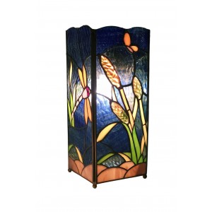 Riverbank and Dragonfly Square Lamp 27cm + Free Bulb