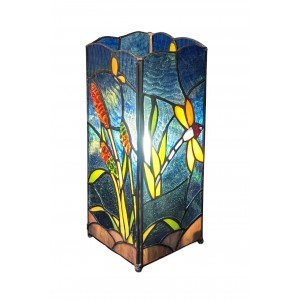 Riverbank and Dragonfly Square Lamp 27cm + Free Bulb
