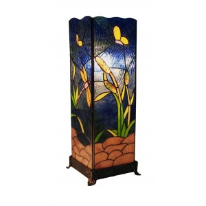 Large Riverbank and Dragonfly Square Lamp 46.5cm + Free Bulb 