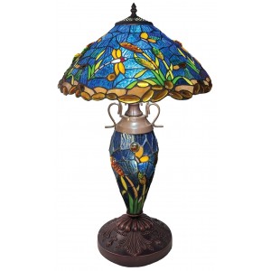 Double Lamp With Resin Base 56cm Medium - Riverbank and Dragonfly Design+ Free Bulbs