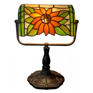 Bankers Lamp - Sunflower Design 33cm + Free Bulb