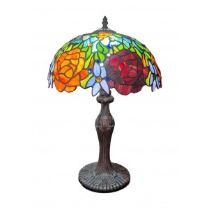 Rose Snowdrop Tiffany Table Lamp (Medium) 46cm With 30cm Shade Dia. + Free Bulb