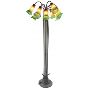 12 Shade Lily Floor Lamp - Amber/Green - 149cm + Free Bulbs