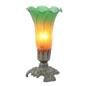 Upward Lily Lamp - Amber/Green - 20.5cm + Free Bulb