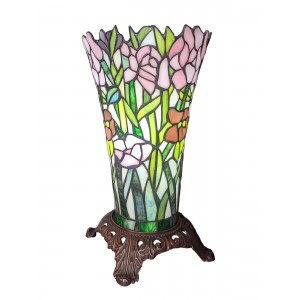 Vase Shaped Rose Tiffany Table Lamp 32.5cm + Free Incandescent Bulb
