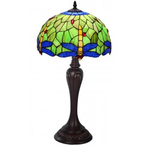 Blue Dragonfly Design Tiffany Table Lamp 59cm With Serene Base + Free Incandescent Bulb