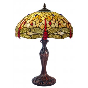 Dragonfly Tiffany Table Lamp 59cm (Large) Yellow / Cream + Free Incandescent Bulb    