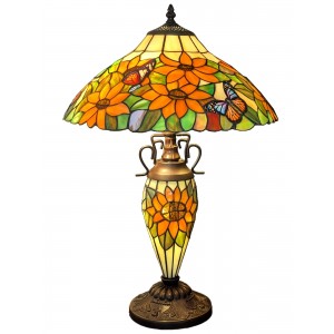 Double Lamp With Resin Base 60cm Medium - Sunflower/Butterfly Design + Free Bulbs