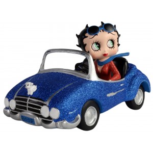 Betty Boop In Motor Car - Blue Glitter 30cm