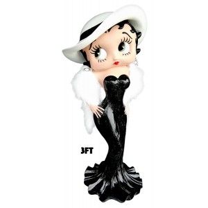 Large Betty Boop Madam Black Glitter Dress - 3ft