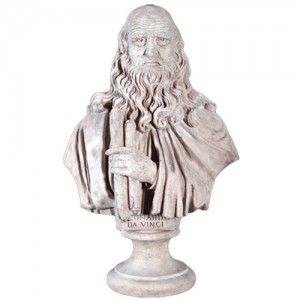 Leonardo da Vinci Bust - Roman Stone Finish