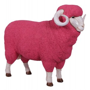 Merino Ram Resin Statue Pink