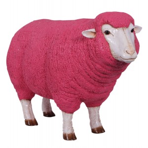 Merino Ewe / Sheep Resin Statue Pink