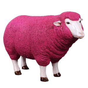 Merino Ewe / Sheep Resin Statue Pink 105cm