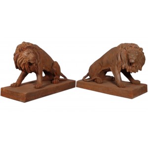 Big Lions - Set of 2 - Rust Finish  - 132cm
