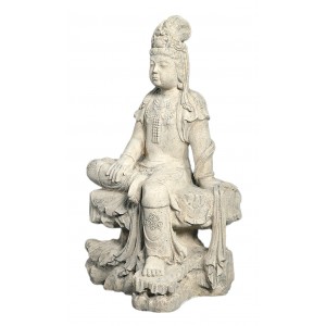 Sitting Kuan Yin - 89cm - Roman Stone Finish
