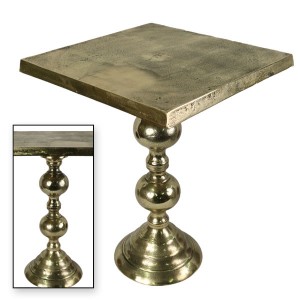 Aluminium Square Pedestal Table Brass Industrial Finish 41cm