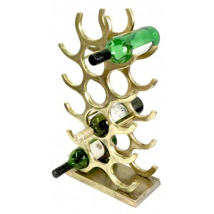 Aluminium Wine Rack Brass Industrial Finish (15 Bottles)