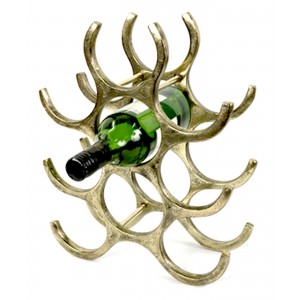 Aluminium Wine Rack Brass Industrial Finish (9 Bottles)