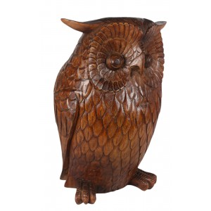 Hand Carved Suar Wood Owl 40cm