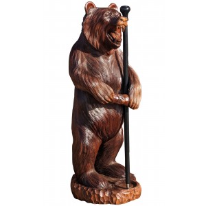 Hand Carved Dark Wooden Standing Bear 100cm