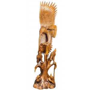 Hand Carved Wooden Eagle - Suar Wood - 158cm