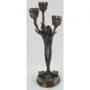 Flower Candle Holder Bronze Finish