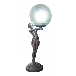 Art Deco Girl Figurine Table Lamp + Free Incandescent Bulb