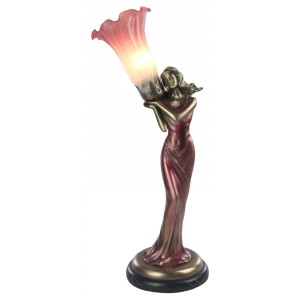 Pink Pond Lily Lady Lamp + Free Bulb  51cm  