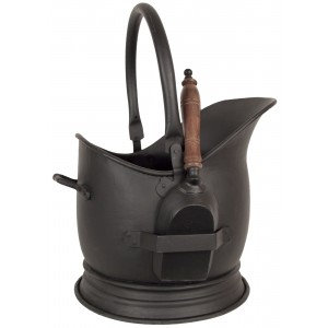 45cm Classic Heavy Duty Large Black Finish Coal Scuttle Hod Bucket With Shovel