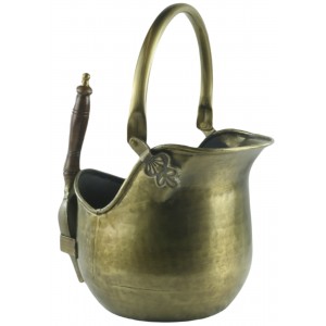 46cm Bucket Coal Scuttle With Shovel - Antique Brass Finish