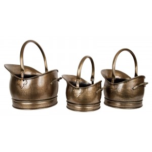 Classic Scuttle Set /3 - Antique Brass Finish 45cm